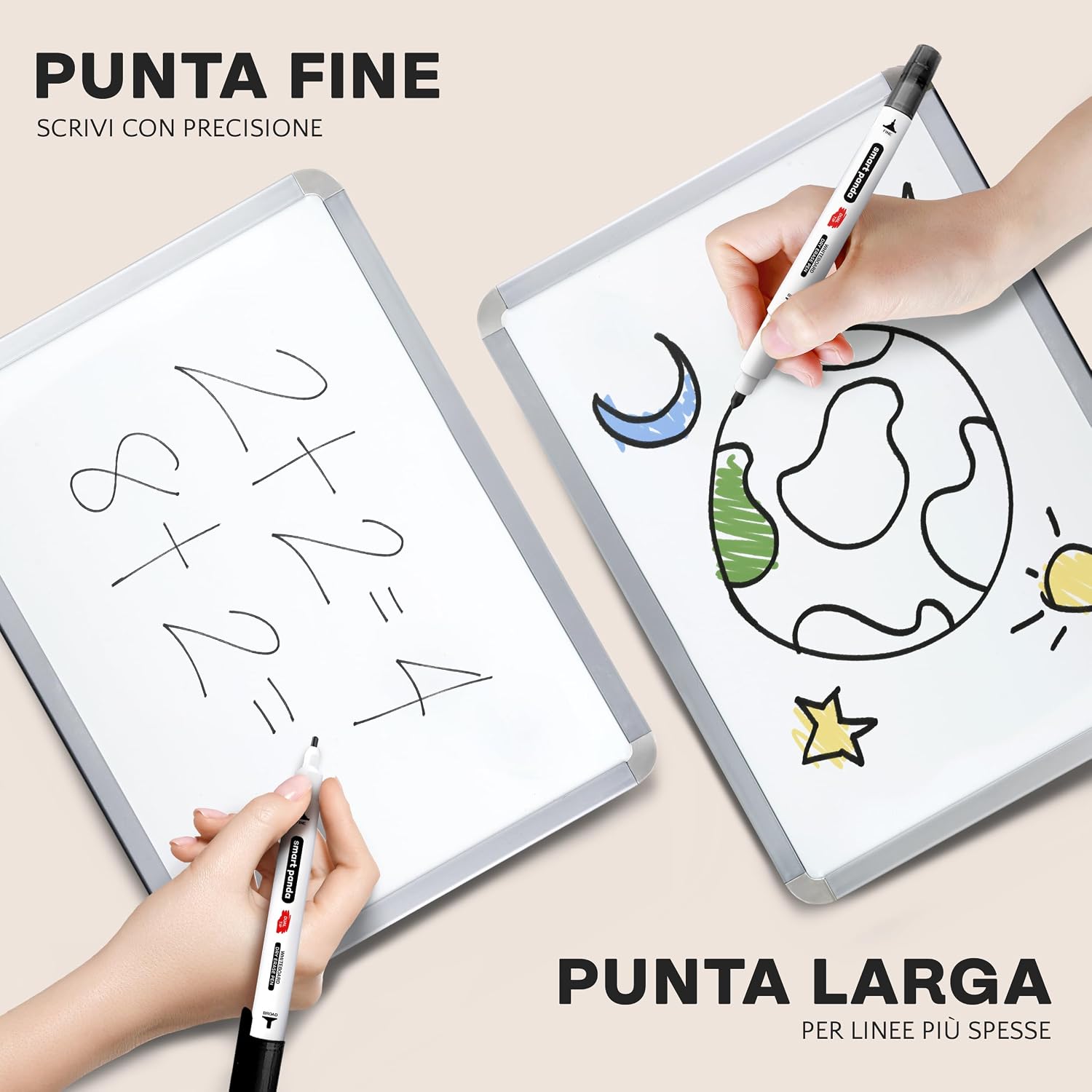 Detalle 2 de Smart Panda Pennarelli Lavagna Bianca 24 colori 🖊