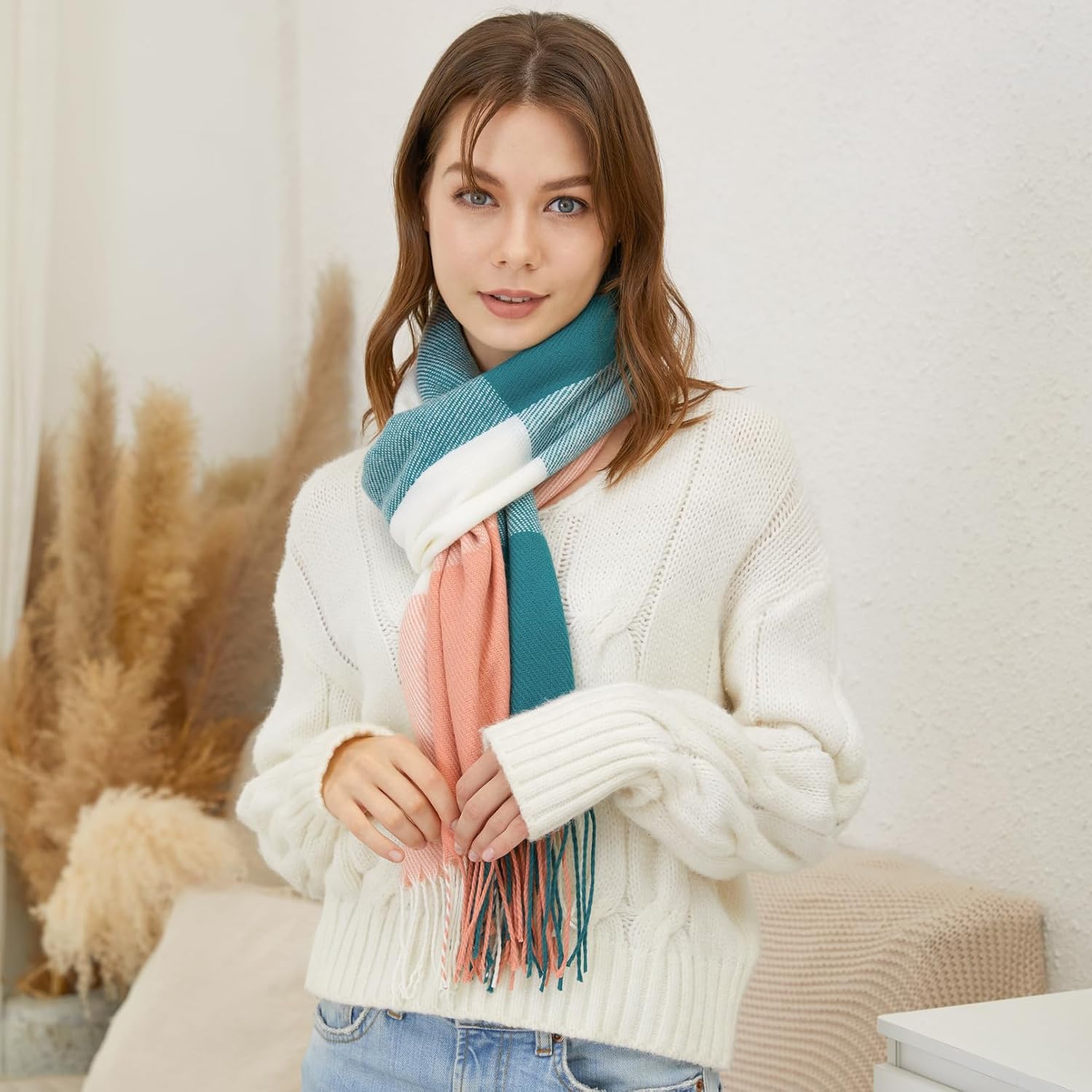 Thumbnail 2 de Chalier Fashion Checked Long Scarf for Women 🧣