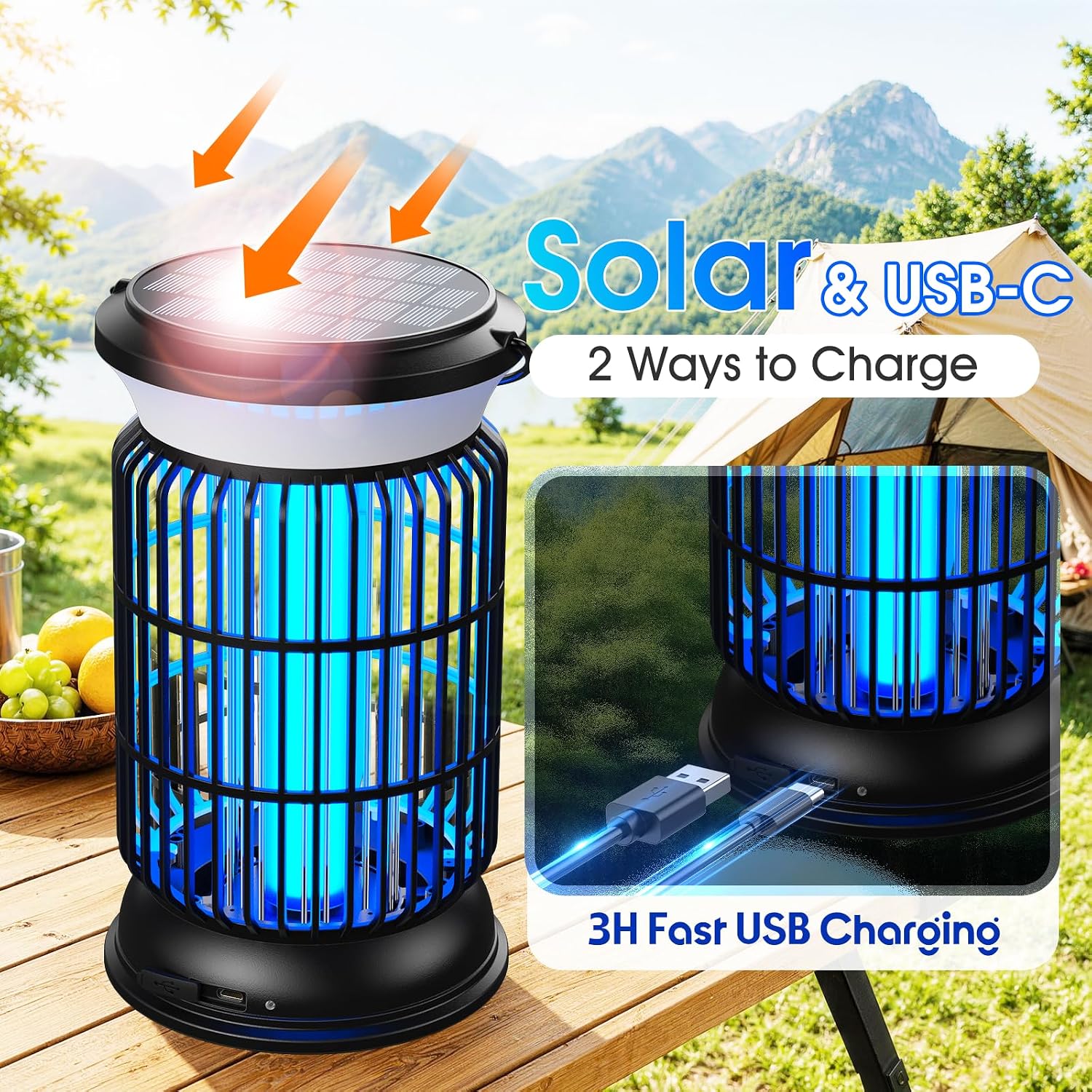 Detalle de Sayneep Solar Bug Zapper Outdoor, 4 in 1 Outdoor Essential