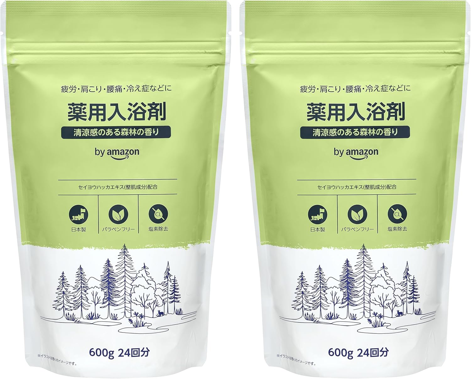 Detalle de by Amazon 薬用入浴剤 森林の香り 600g×2個 有効成分配合・クリアグリーンの湯