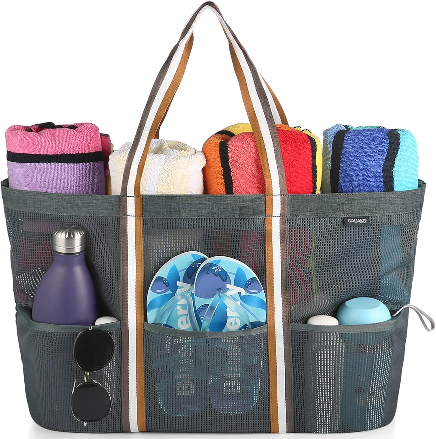 Thumbnail 3 de GAGAKU Sac de plage familial XXXL – Sac de bain en maille marine et fermeture éclair, version XXL