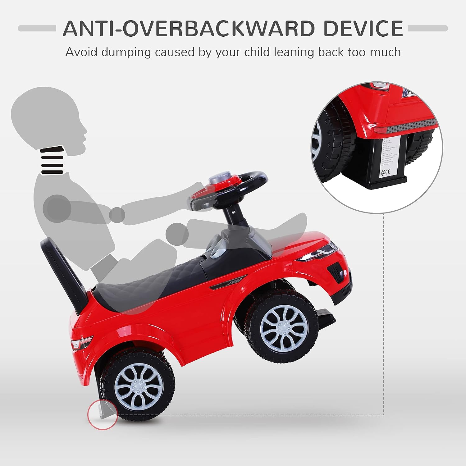 Thumbnail 4 de HOMCOM 3-in-1 Ride On Car for Toddlers (Foot-to-Floor) – Red