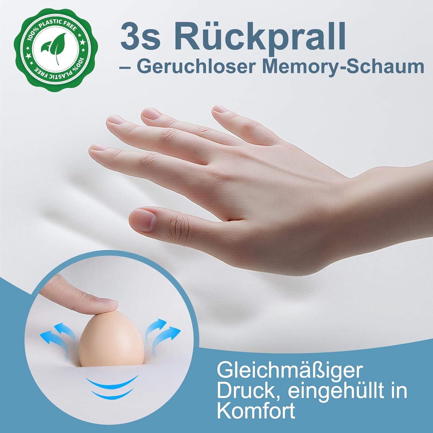 Thumbnail 5 de Pliera Nackenkissen Kopfkissen – Memory Foam, ergonomisch, für Seiten-, Rücken- und Bauchschläfer (1er Pack)