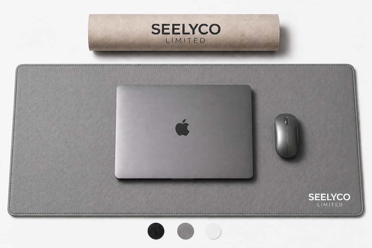 Detalle de Premium Vegan Leather Desk Mat 80x40cm (Slate Grey) – Non-Slip, Waterproof Desk Pad for Keyboard, Mouse & Laptop