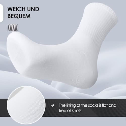 Thumbnail 3 de TUUHAW Chaussettes Homme 43-46 Blanche – Chaussettes de Tennis en Coton