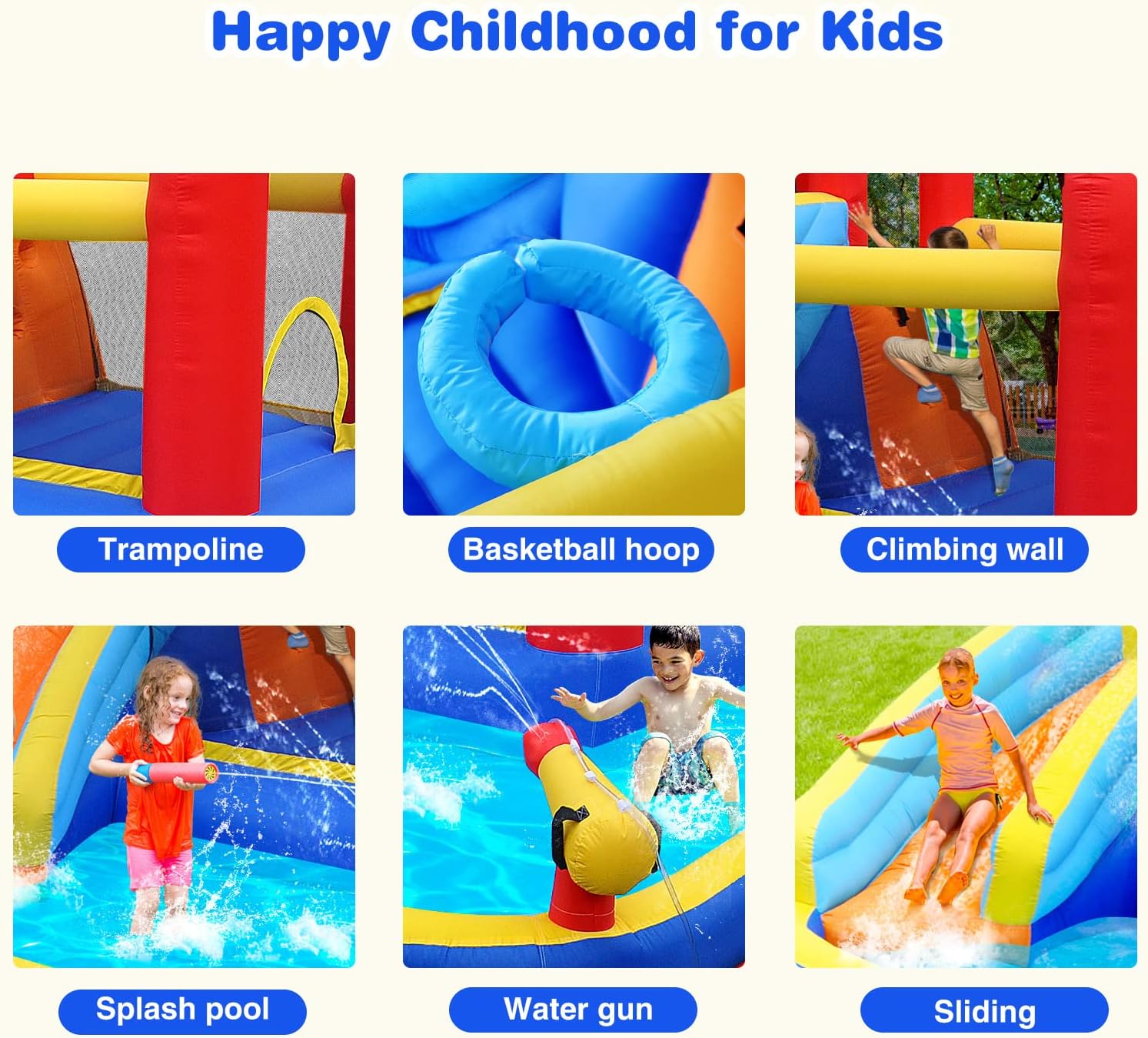 Thumbnail 3 de JOYLDIAS Inflatable Water Slide Bounce House with Splash Pool and 450W Blower
