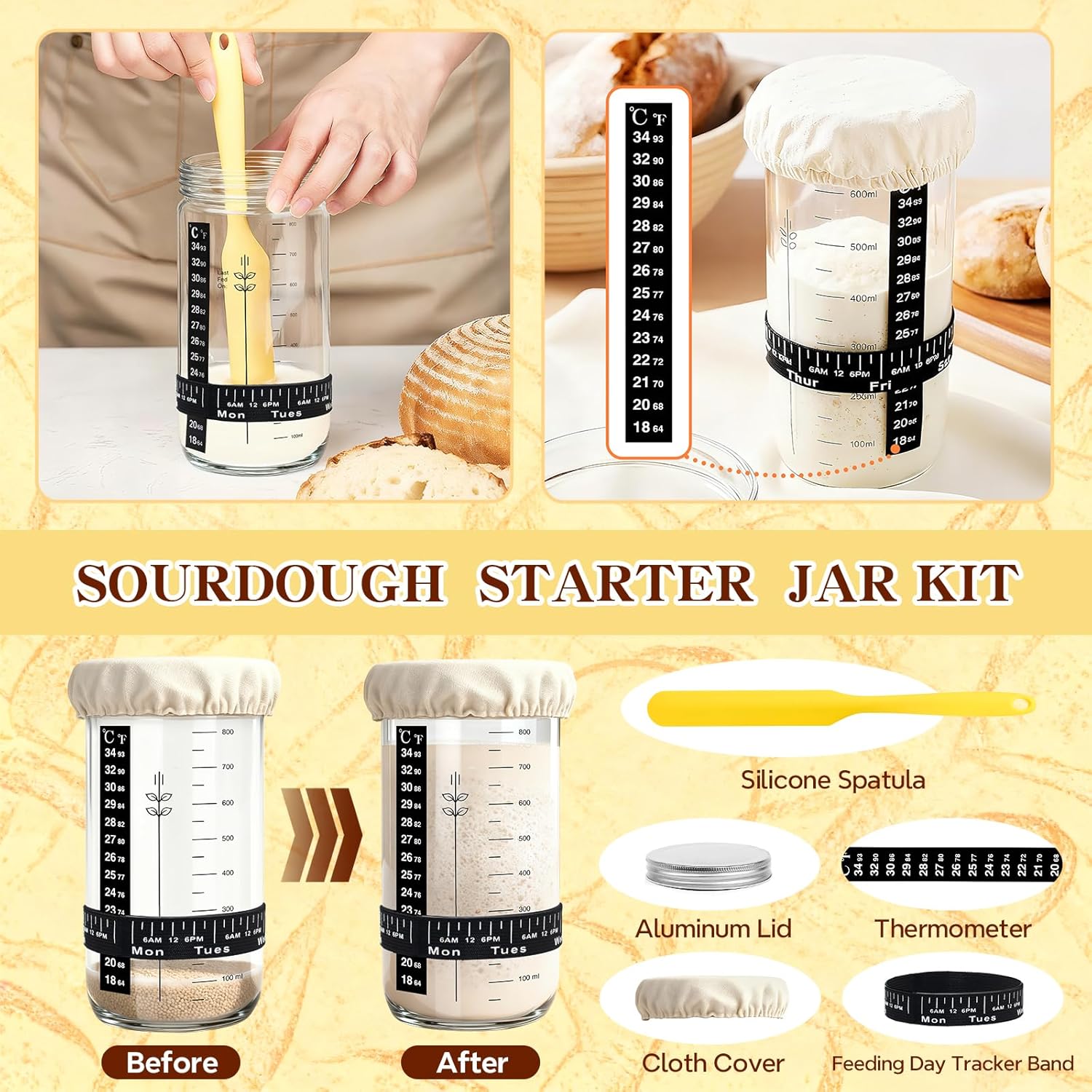 Detalle 2 de Sourdough Starter Kit 1000ml Jar
