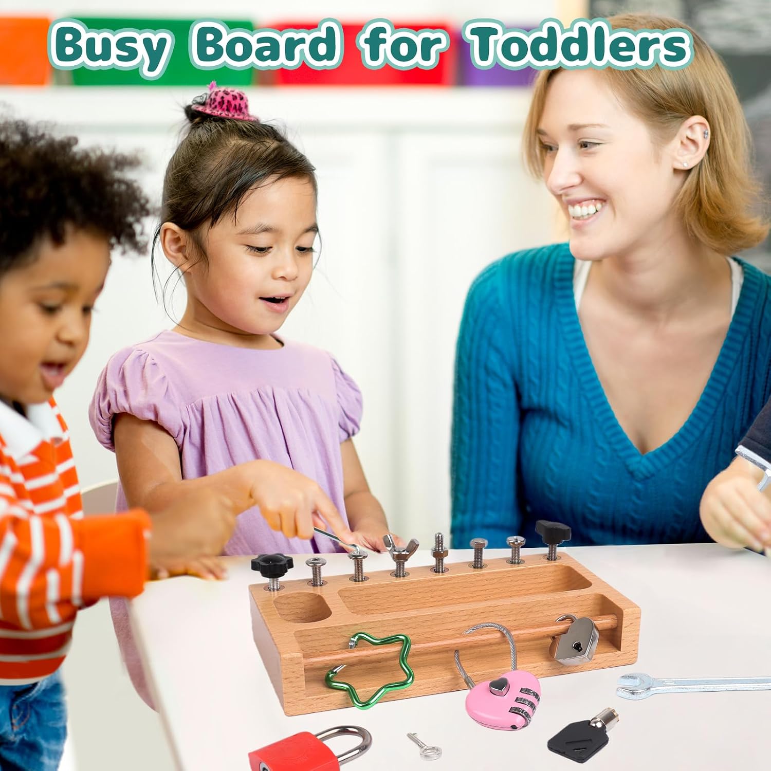 Thumbnail 2 de TOUHKAN Wooden Busy Board, Beech Wood