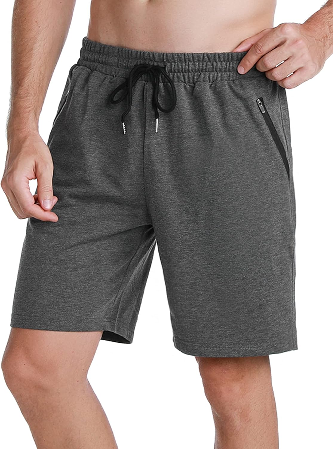Thumbnail 4 de Wayleb Men’s Cotton Summer Running Shorts with Zipper Pockets (XXL, Black) – Practical Everyday Gym Wear