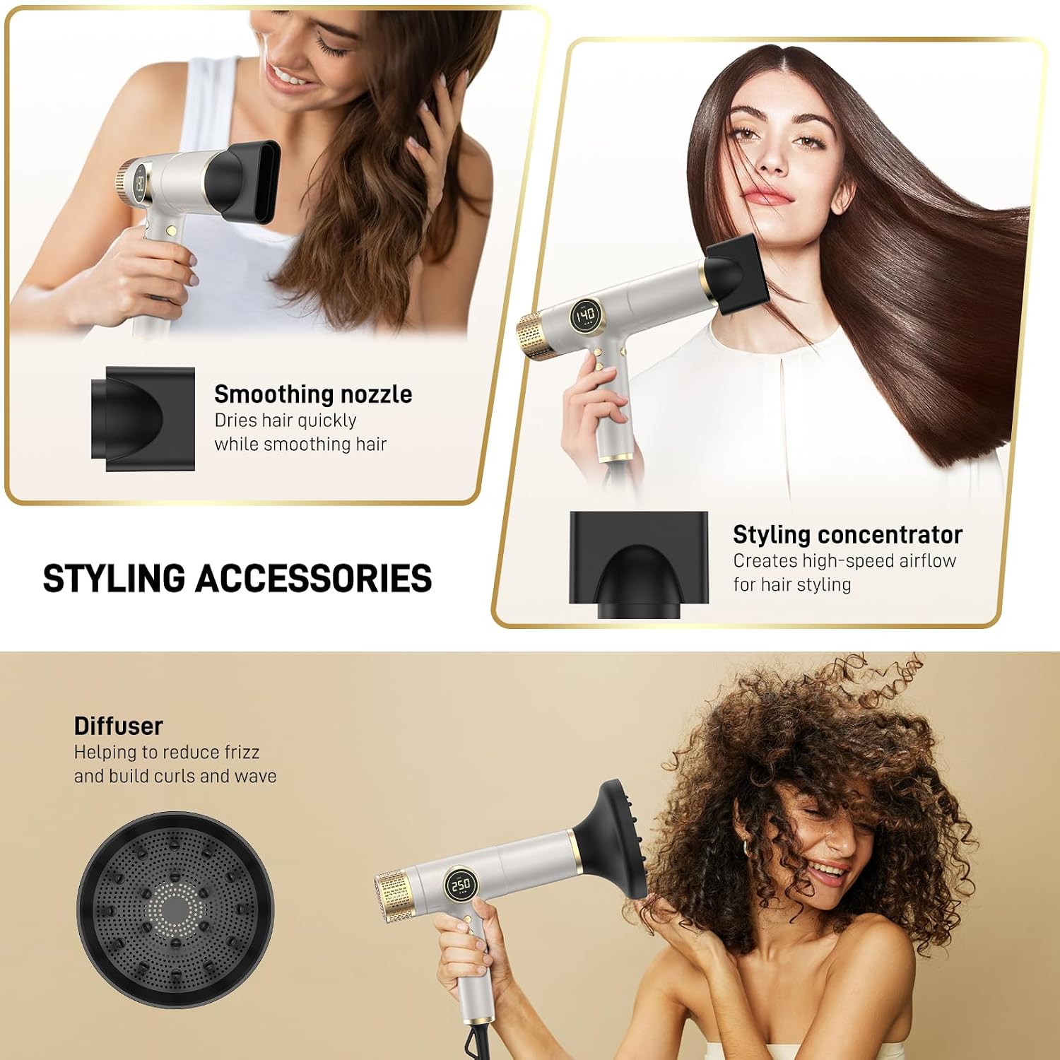 Thumbnail 2 de Dual Voltage Travel Hair Dryer with Magnetic Diffuser 2000W 💇♀