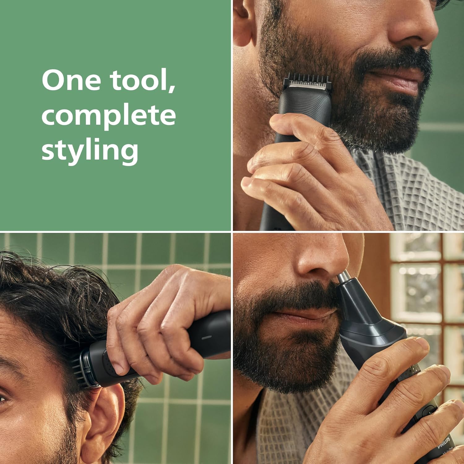 Detalle de Philips Multigroom 3000 Series All-in-One 7-Piece Trimmer (MG3930/15): Beard, Hair & Nose Clipper