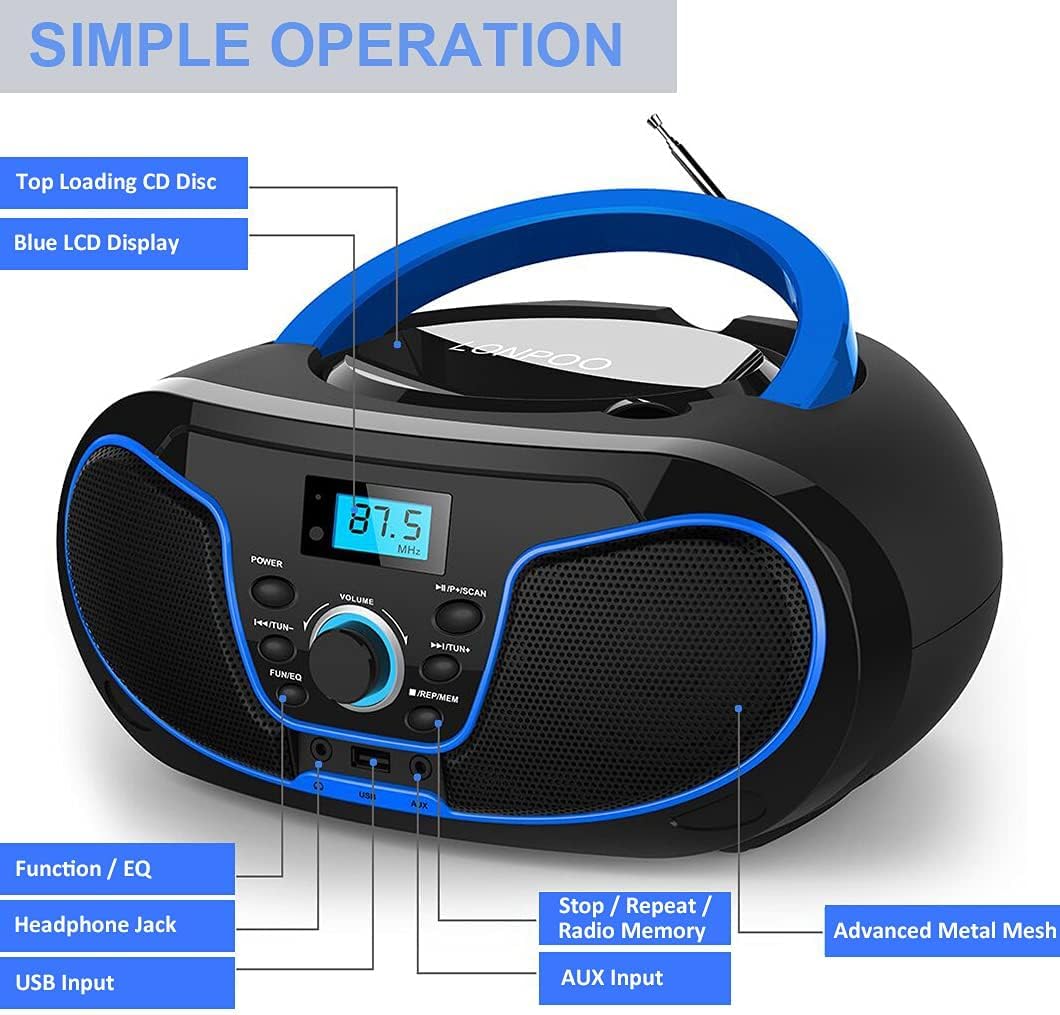 Detalle de Lettore CD con Bluetooth LP-D02: radio FM portatile stereo con USB e AUX