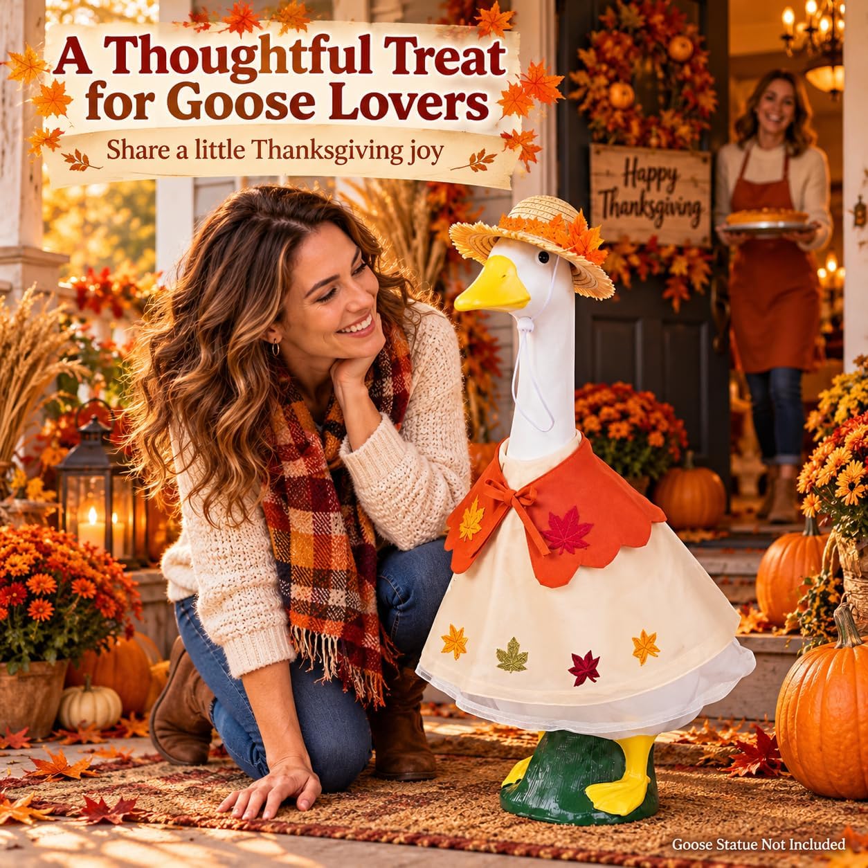Detalle 2 de holoith Halloween Porch Goose Outfit for 23-Inch Cement Goose, Witch Costume