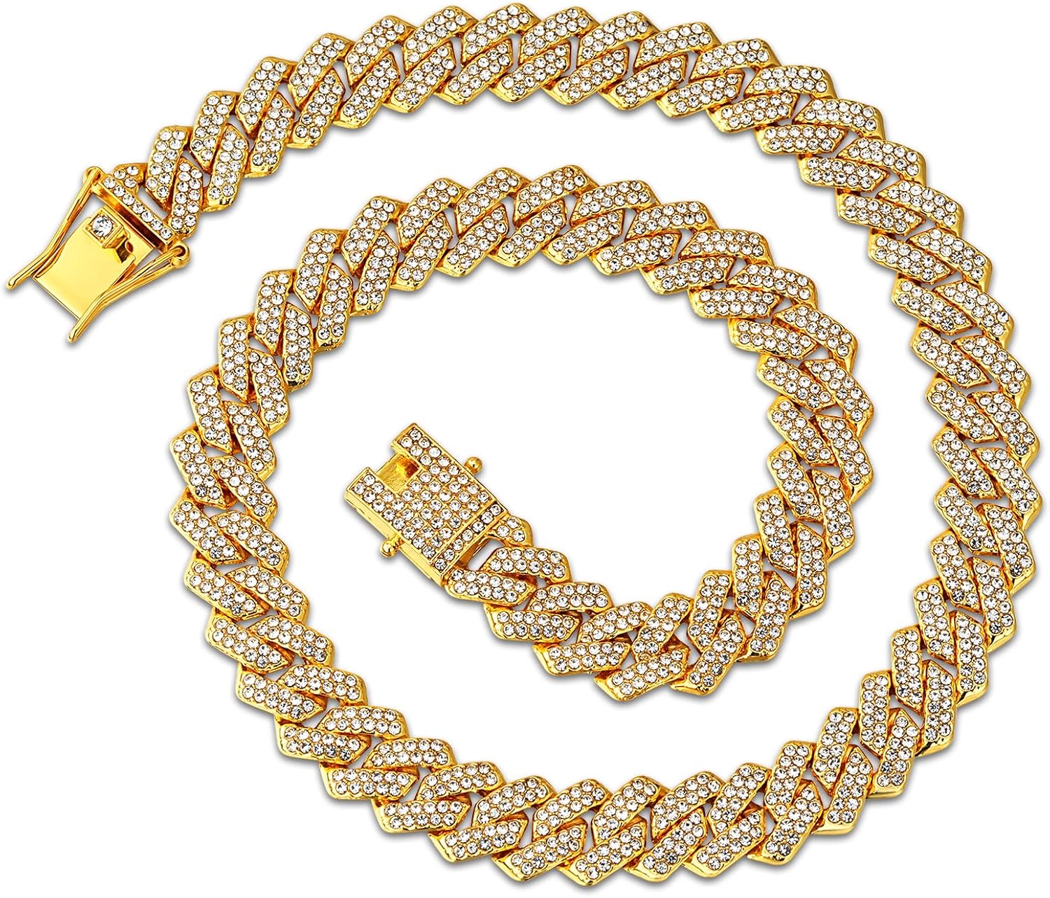 Thumbnail 6 de Esmoly Hip Hop collana uomo Argento/14K oro Iced Out in catena cubana 14 mm