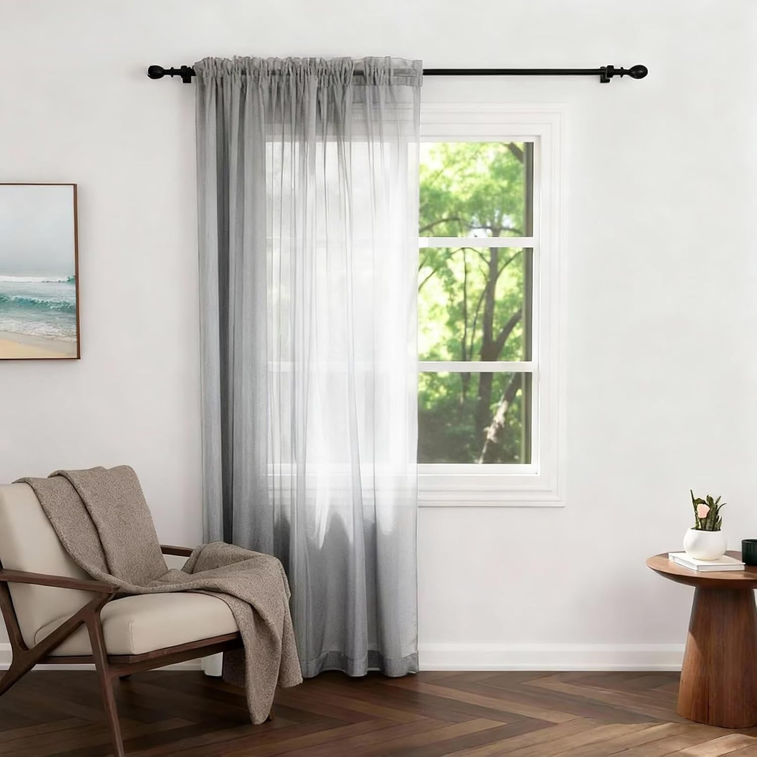 Thumbnail 6 de Zdada Mocha Slot Top Voile Curtains, 72 Drop – 2 Panels (W60xL72 Inch) for Windows