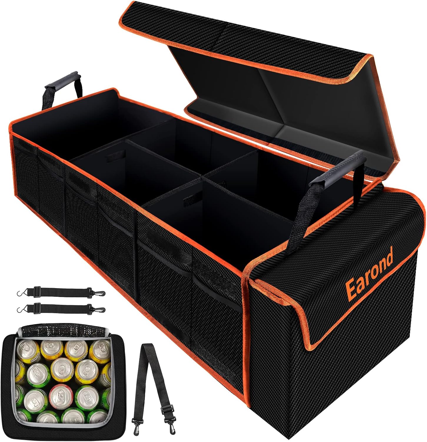Detalle de EAROND Large Trunk Organizer with Cooler, 3 Compartments