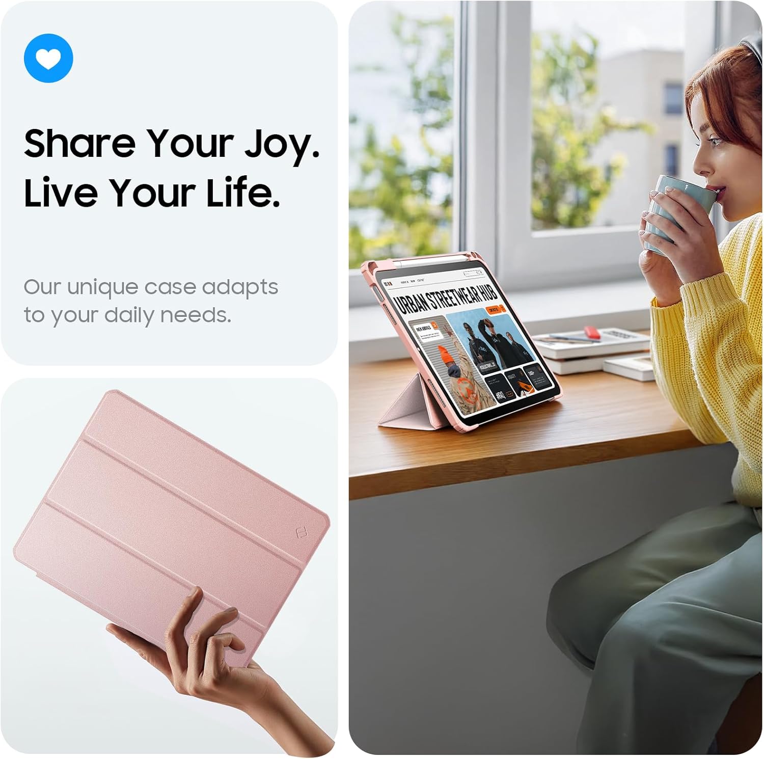 Thumbnail 4 de Fintie Hybrid Hülle für iPad (A16) 11. Generation / iPad 10. Generation 10,9 Zoll – Hybrid-Schutz mit Stifthalter, Roségold