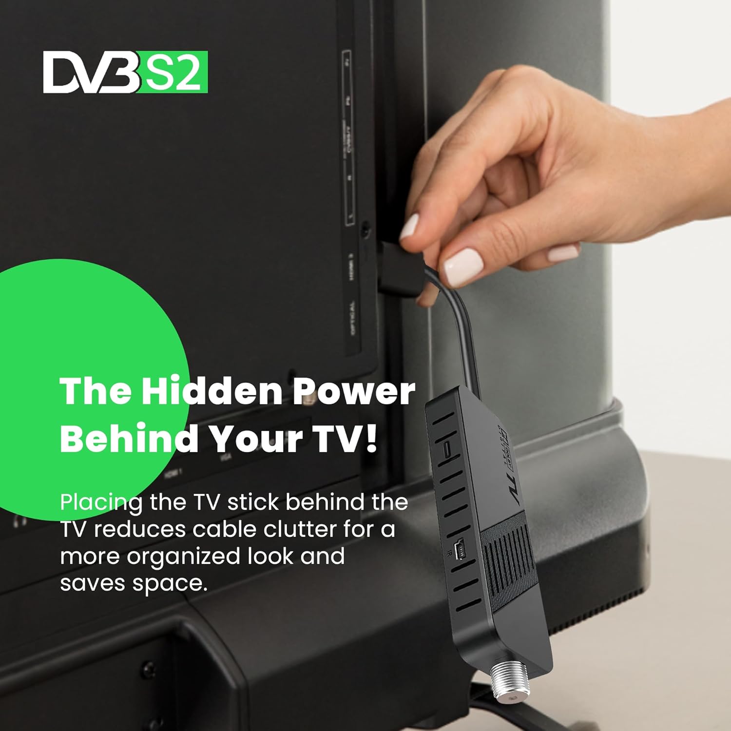 Detalle 2 de LEYF DVB-S2 Sat Receiver: Mini-Stick für verstecktes TV-Erlebnis mit Vorinstallation