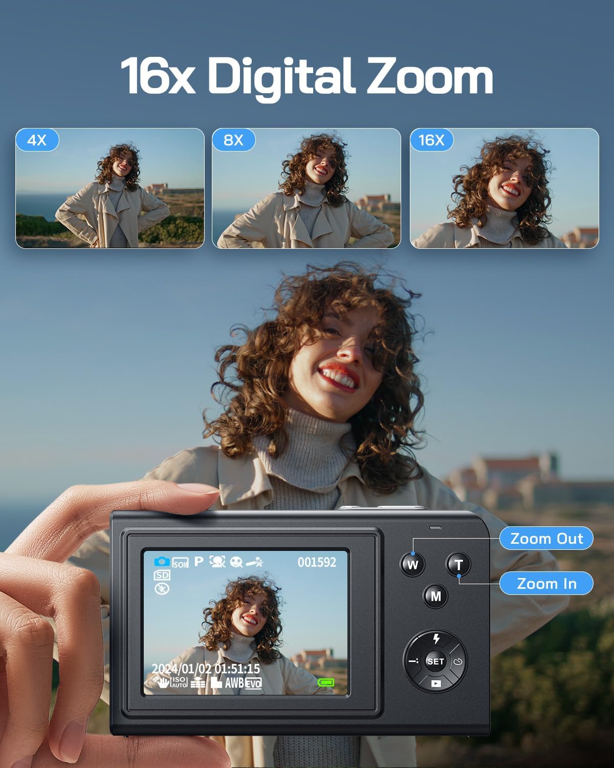 Thumbnail 3 de WOLFANG 50MP Kids 2.7K Compact Vlogging Camera