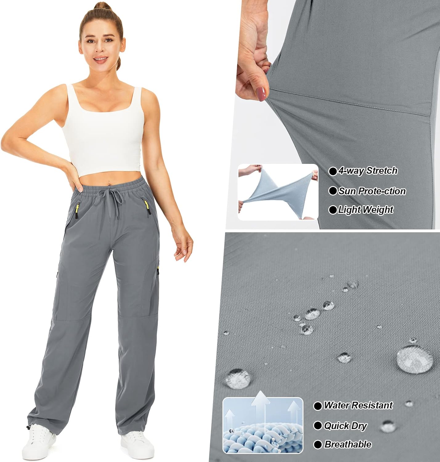 Thumbnail 3 de yeyity Damen-Wanderhose „Wanderhose“: leichte Quick-Dry Trekkinghose mit UV-Schutz und Cargotaschen