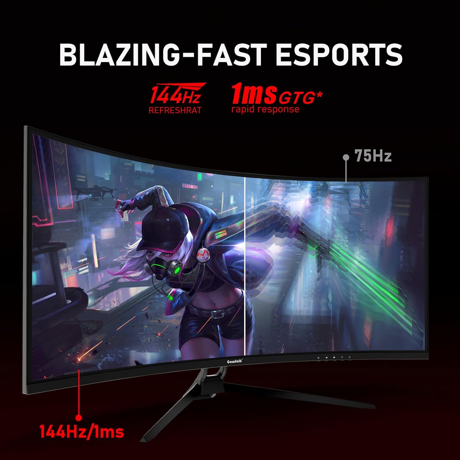 Detalle de Gawfolk 34 inch ultrawide gaming monitor 144Hz