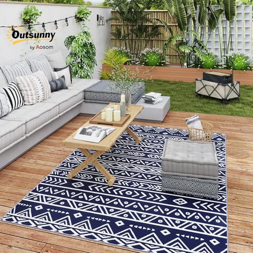 Detalle de Outsunny Alfombra de Exterior 182x274 cm – Alfombra Reversible, Impermeable y con Bolsa de Transporte
