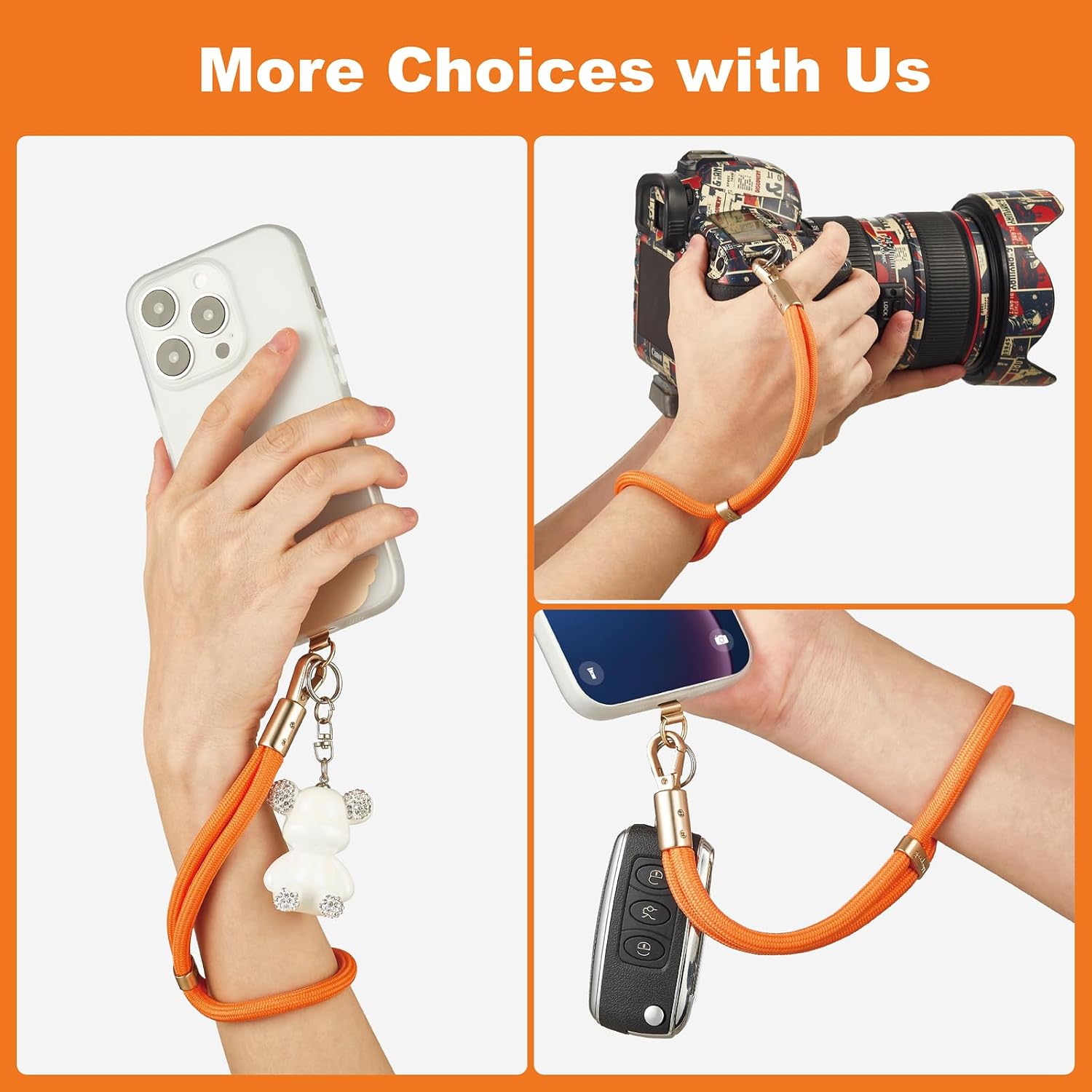 Detalle de GOODAYY Phone Wrist Strap: Adjustable Elasticity, Dual Patch (Metal & Nylon) Lanyard