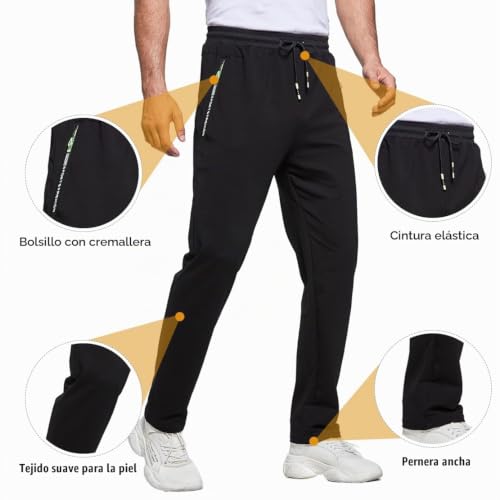 Thumbnail 3 de ZOXOZ pantalón de chándal para hombre negro M, recto y con bolsillos con cremallera