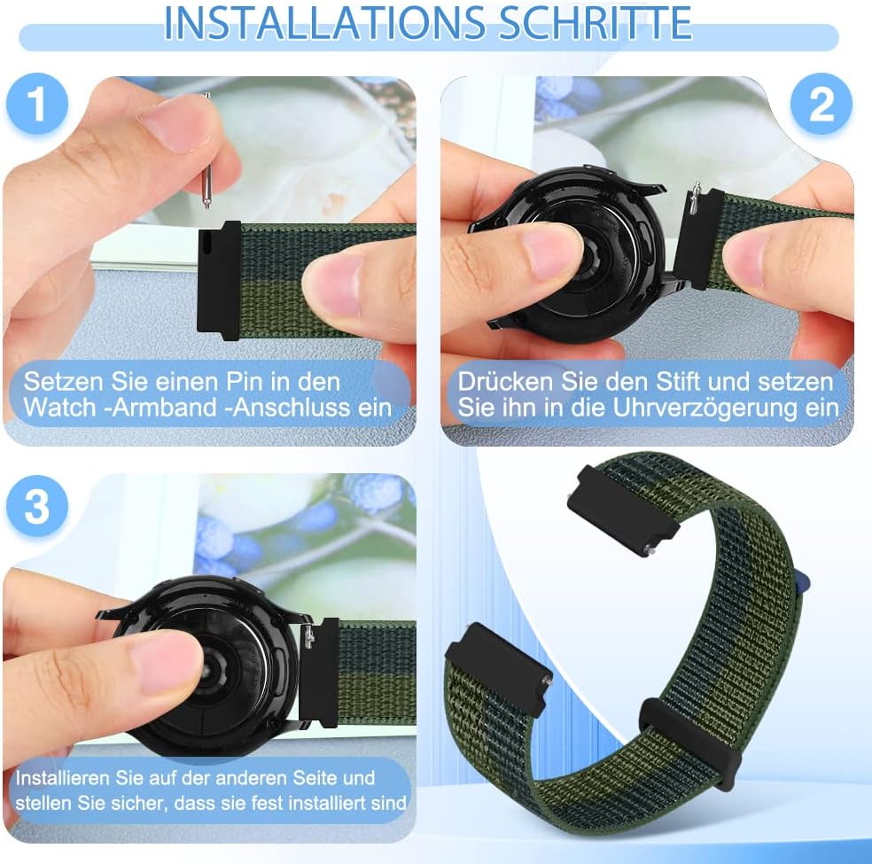 Thumbnail 3 de TumpCez Nylon-Uhrenarmbänder 16–22 mm mit Schnellverschluss – atmungsaktives Ersatzband-Set (3 Stück)