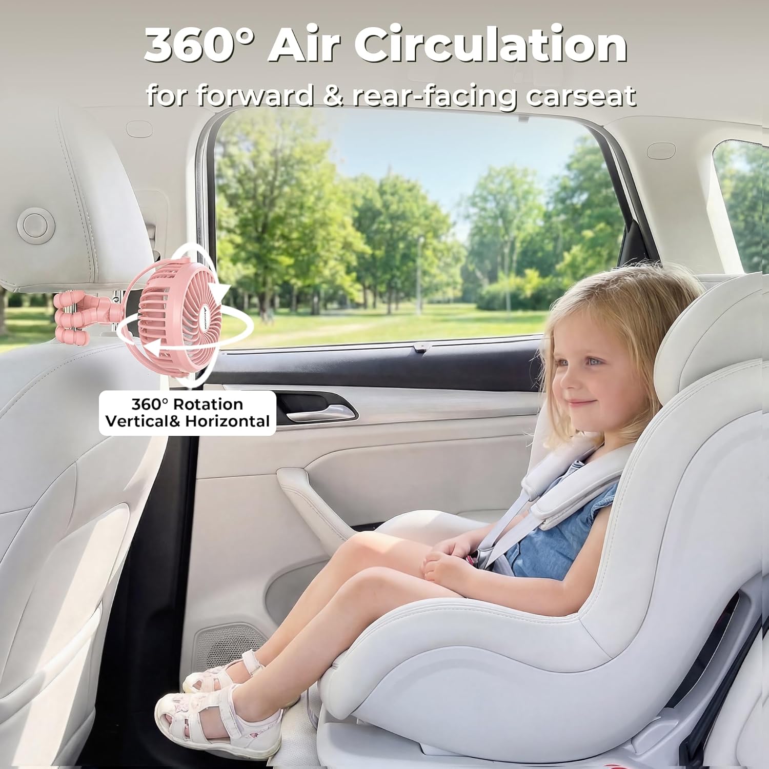 Thumbnail 4 de Amacool Pram Fan Battery Operated Clip-On Fan with 3 Speeds, Rotatable Head & Flexible Tripod Legs (Pink)