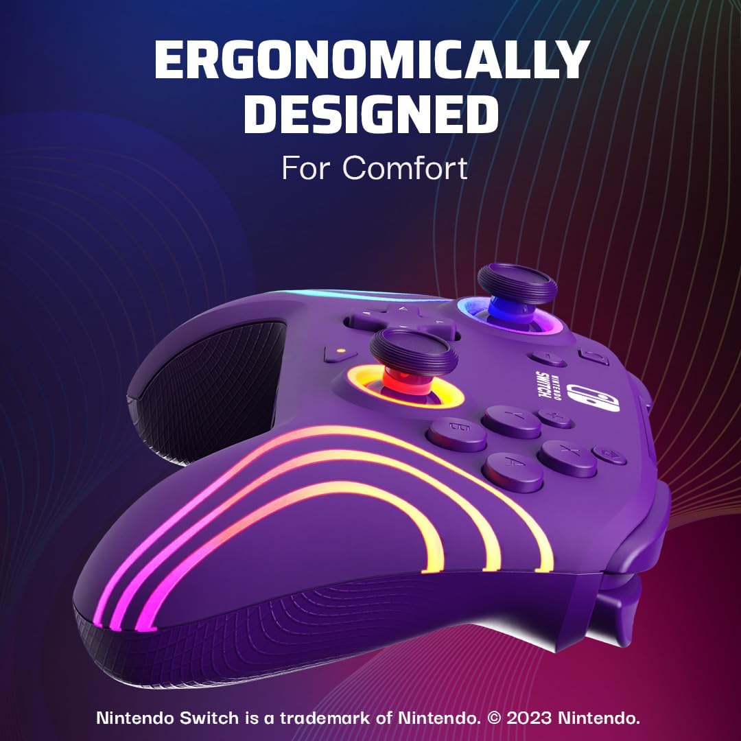 Thumbnail 6 de PDP Afterglow Wave Wireless Pro Controller (Purple) for Nintendo Switch / Switch OLED