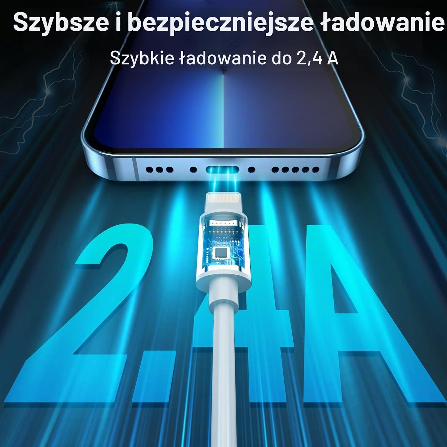Detalle de GlobaLink kabel Lightning MFi, 3 sztuki po 1 m, biały do iPhone’a i iPada