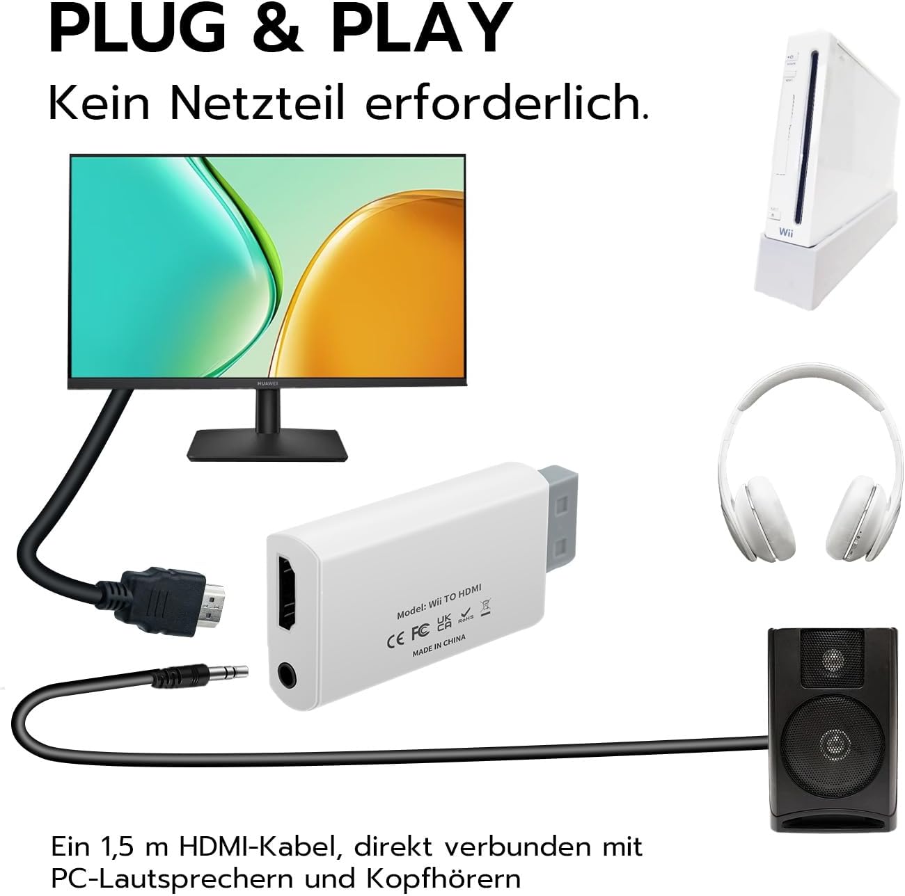 Detalle 2 de Mcbazel Wii HDMI Adapter 1,5 m