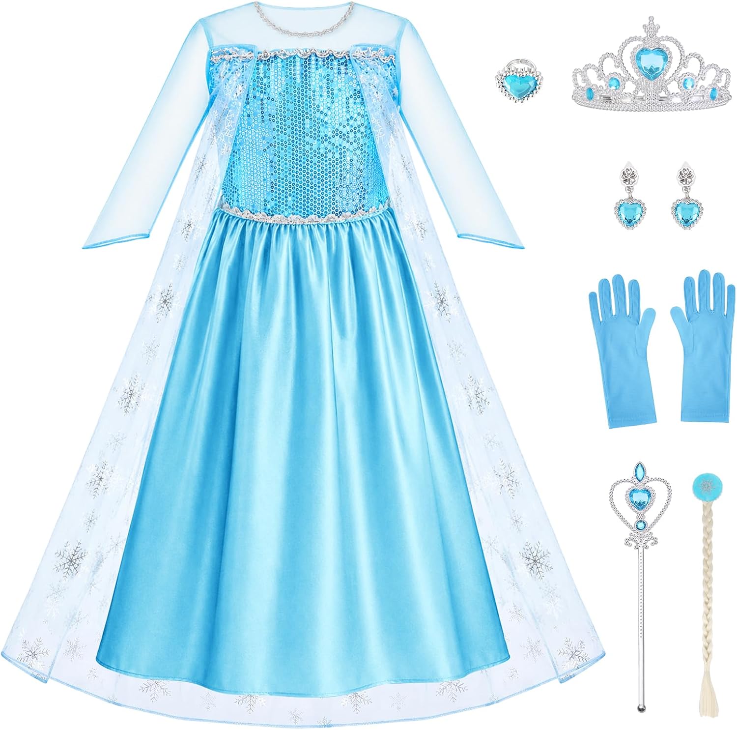 Detalle de Alaoo 2844318 prinsessenkostuum voor meisjes, 9-delige set met tule