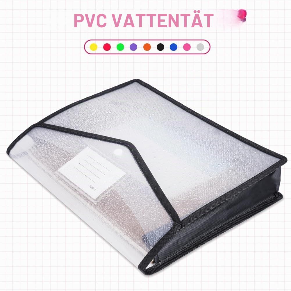 Thumbnail 4 de Vicloon A4-plastfickor, 9-pack med tryckknapp och kortficka