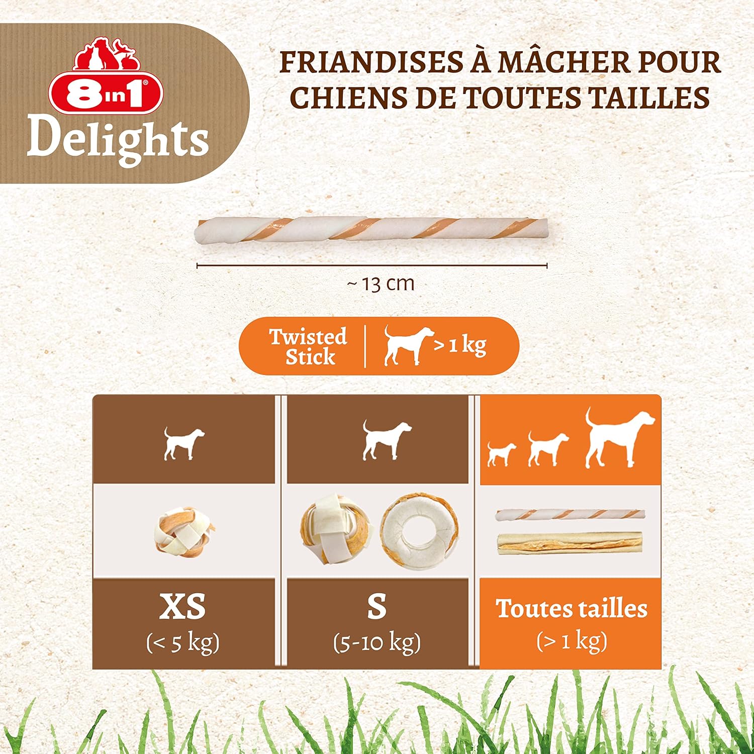 Detalle de 8in1 Delights Twisted Sticks - Sticks torsadés à Mâcher garnis de poulet pour Chien (35 pièces)