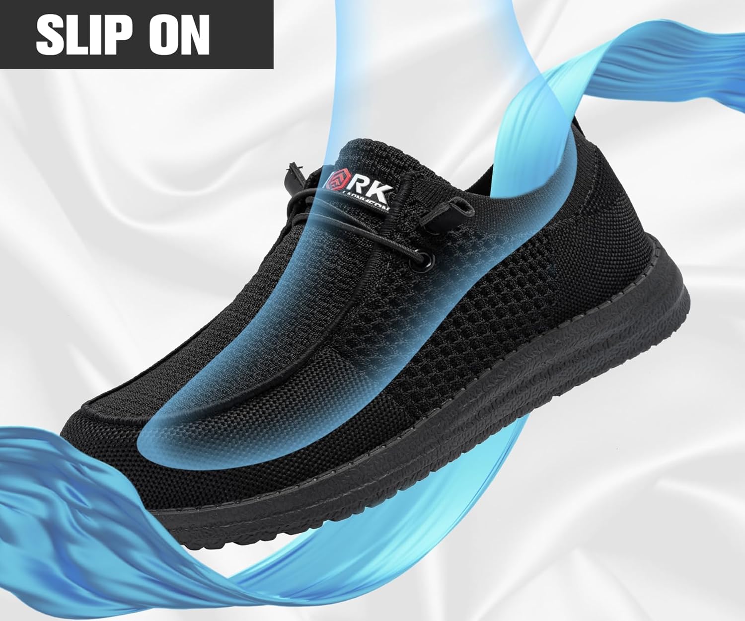Detalle de LARNMERN Slip-On Steel Toe Shoes for Men (Lightweight, Comfortable Lounging & Walking Sneakers)