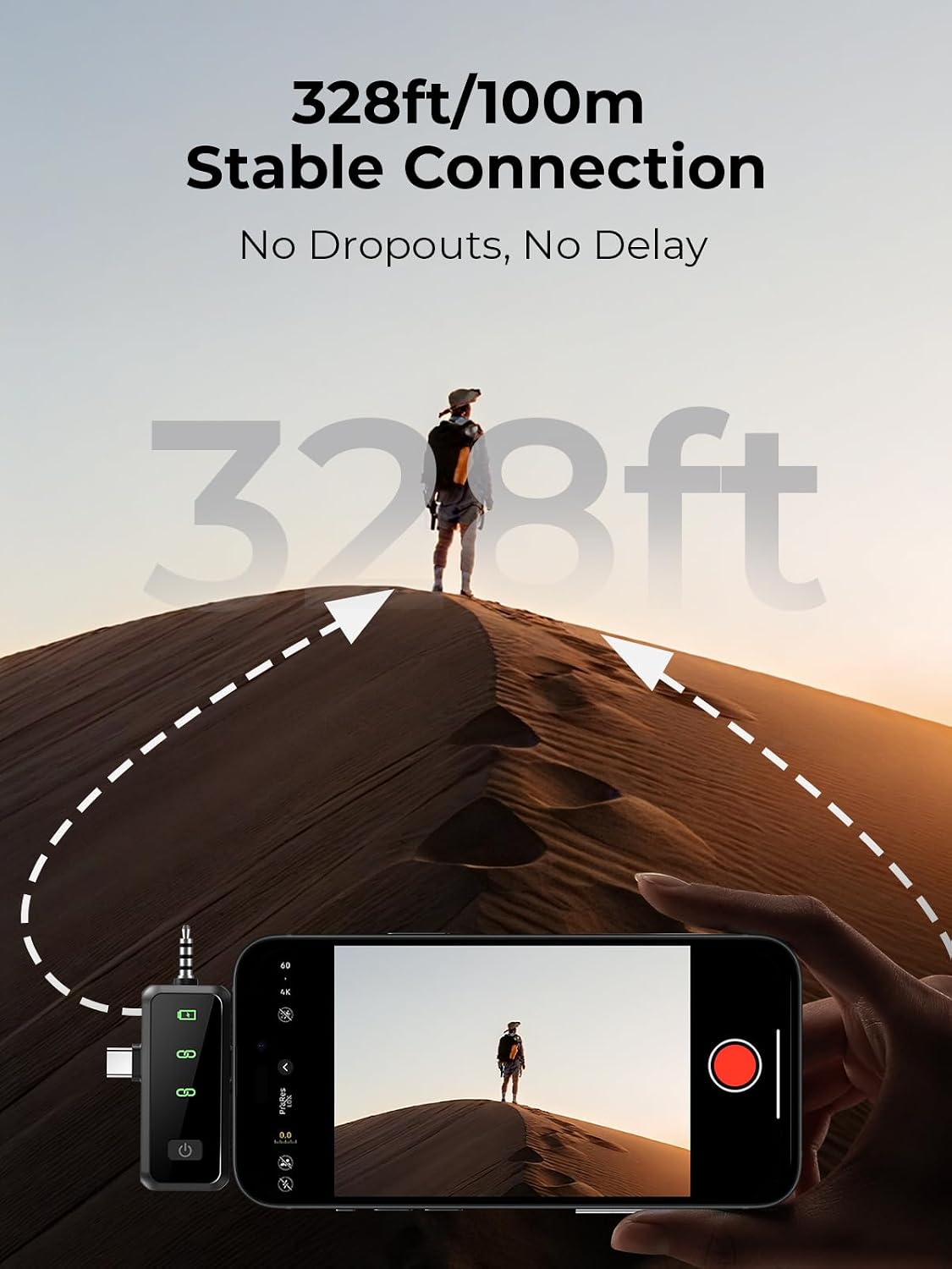 Thumbnail 4 de MENERESAS Wireless Lavalier Mic for iPhone 75ft