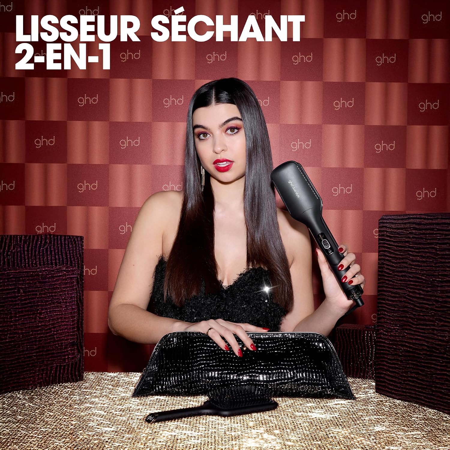 Detalle de ghd Duet Style Coffret – Lisseur Séchant 2-en-1 (Noir) avec Brosse et pochette