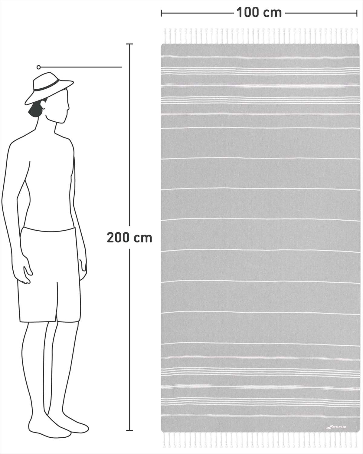 Detalle 2 de Fit-Flip telo hammam cotone 100x200 cm XXL