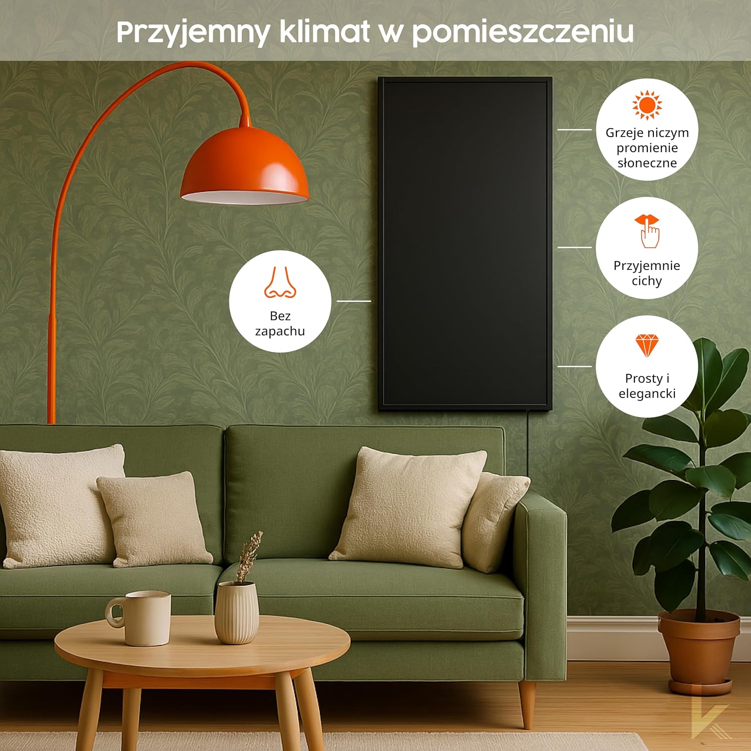 Detalle de Könighaus P-Serie Black Edition – grzejnik na podczerwień 300 W, czarny