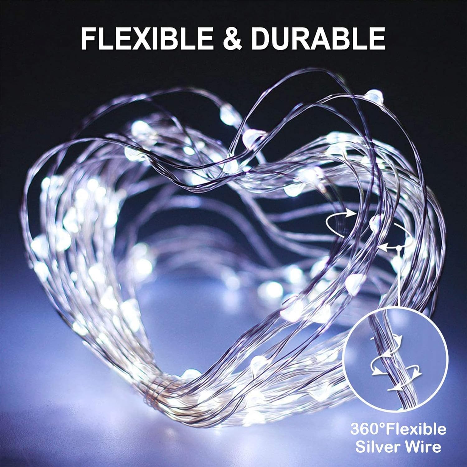Thumbnail 2 de Lezonic 4Pack 120LED Outdoor Solar String Lights – 12m Copper Wire, 8 Modes, IP65 Waterproof