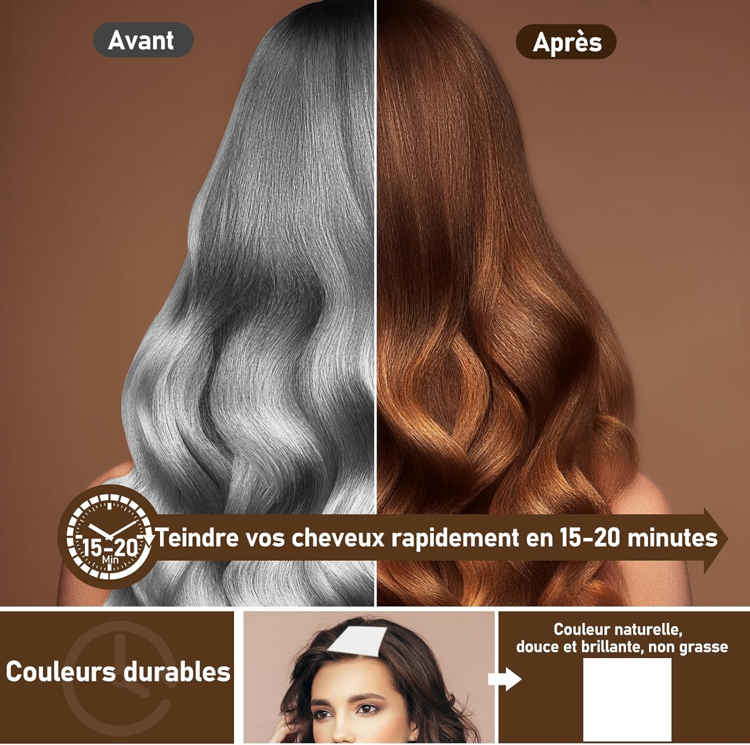 Thumbnail 1 de Shampoing Colorant MINYSIC Chatain Foncé 3 en 1 – 500 ml