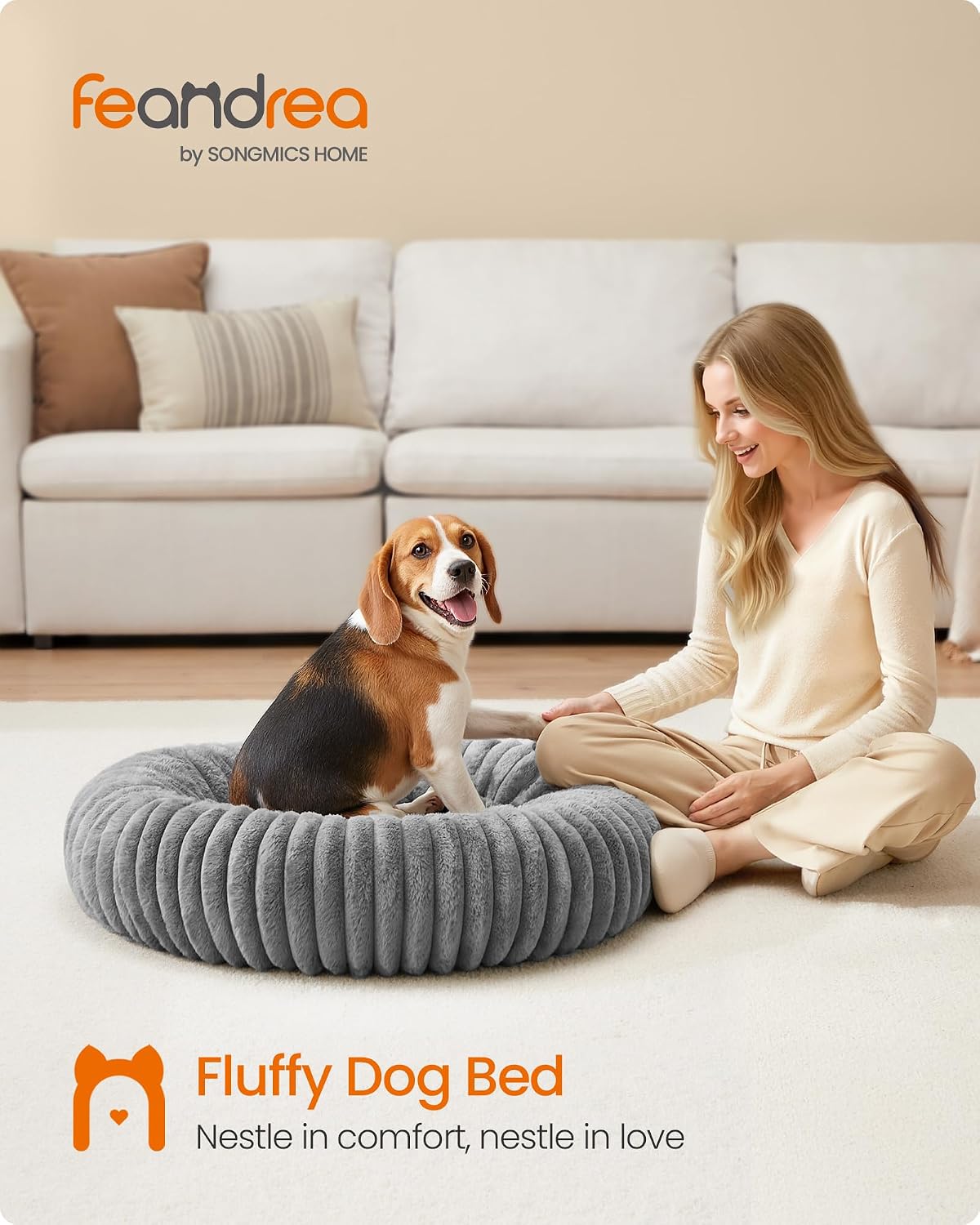 Detalle de Feandrea Dog Bed Large — Soft, non-slip doughnut bed for medium dogs (80 cm) with washable cover