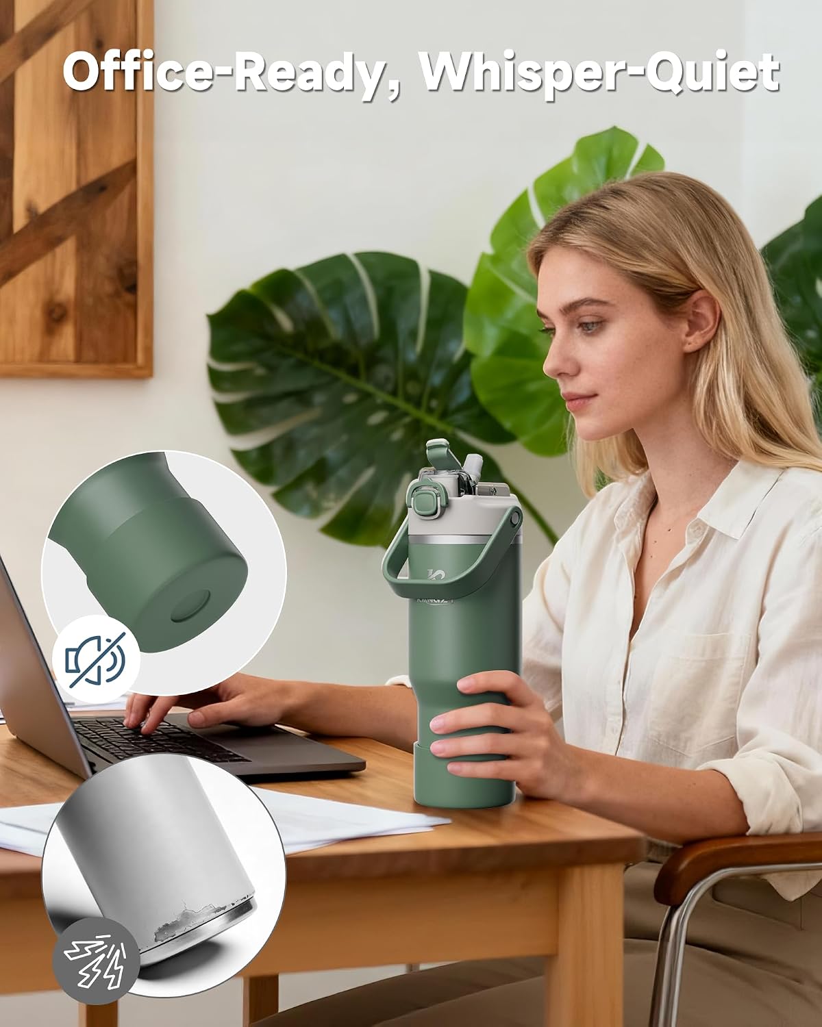 Thumbnail 4 de KANGZY 1L/32oz Metal Water Bottle with Straw & Spout Lid – Vacuum Insulated Stainless Steel, BPA-Free & Leak-Proof