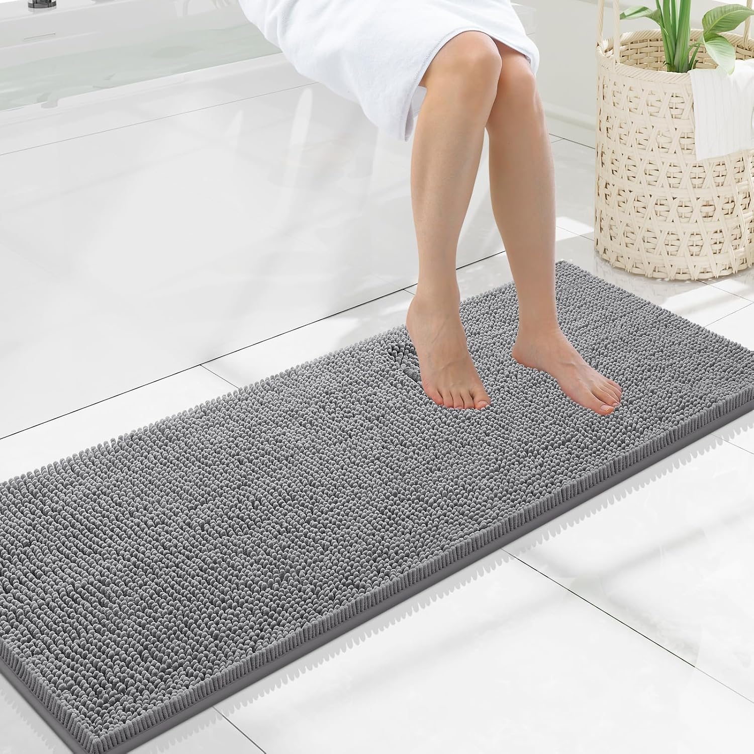 Detalle de Smiry Luxury Chenille Bathroom Rug 47x17 bath mat