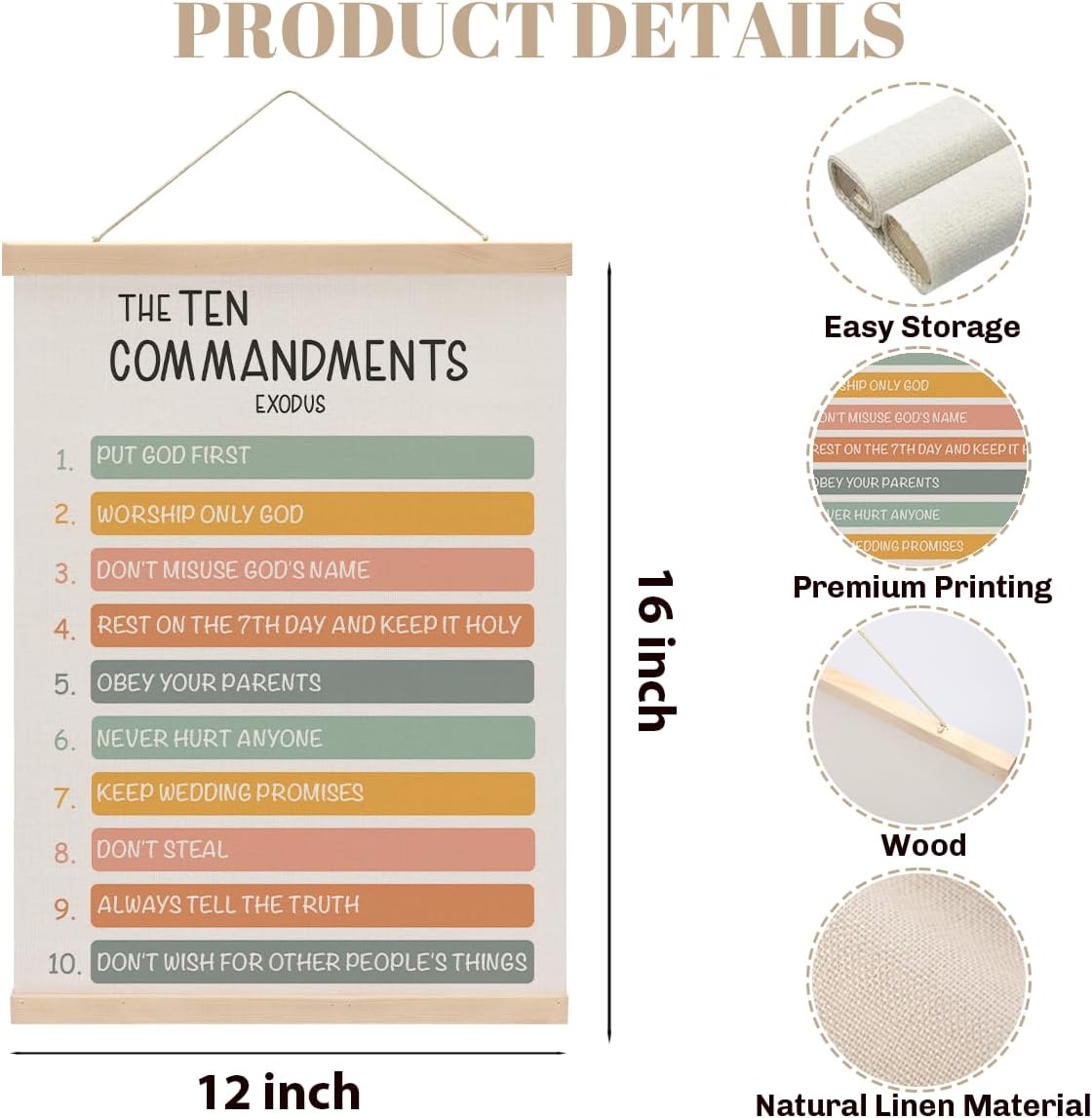 Thumbnail 5 de Ten Commandments Wall Art Banner, 12 x 16 Inch