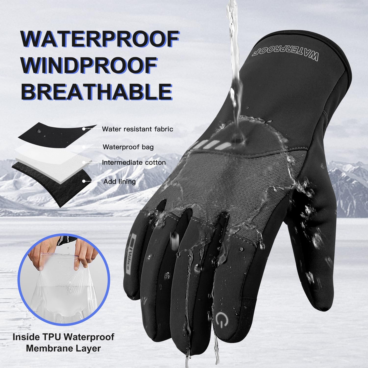 Thumbnail 1 de Vilico Winterhandschuhe Herren wasserdicht Touchscreen