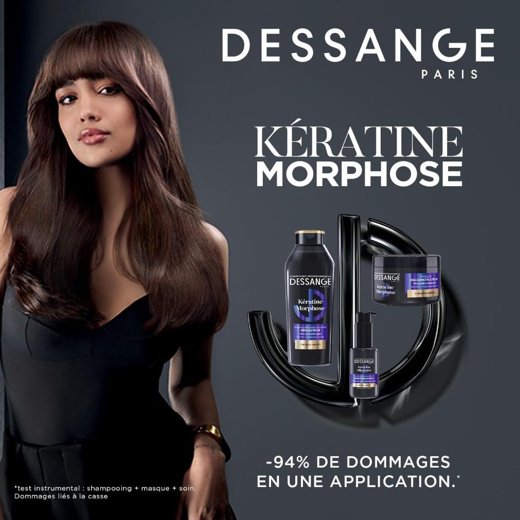 Detalle de DESSANGE Routine Cheveux Réparatrice & Morphose – Shampoing 280 ml + Masque 280 ml + Soin Sans Rinçage 50 ml