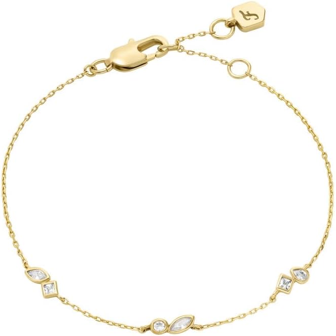 Detalle de Fossil Damenarmband Heritage Messing Kettenarmband – Goldfarben, 16,5 cm + 2,5 cm